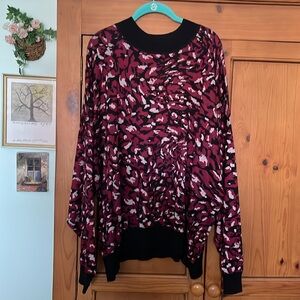 Eloquii Pink, Burgundy and Black Patterned Sweater